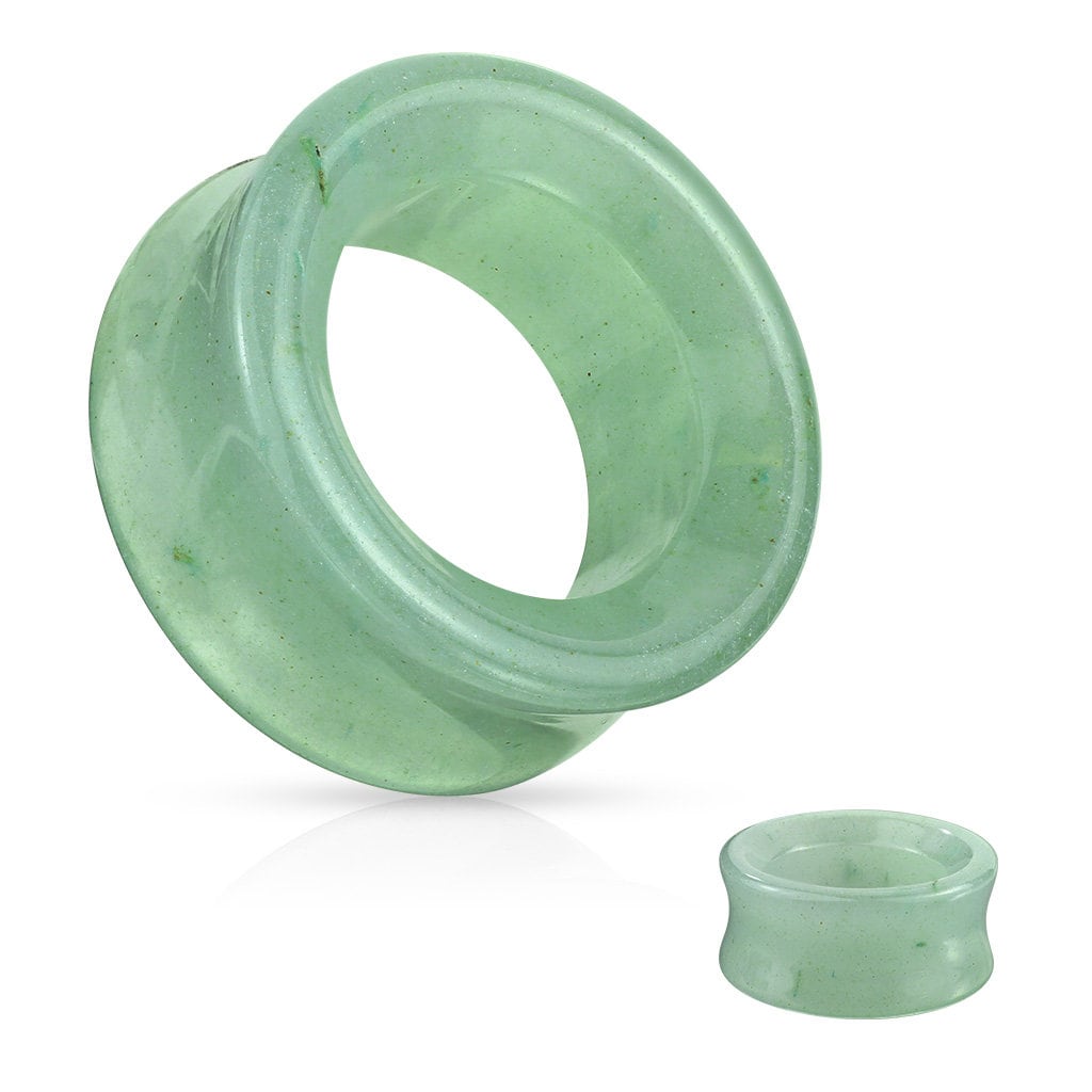 Green Aventurine Stone Double Flared Saddle Tunnel (Pair)