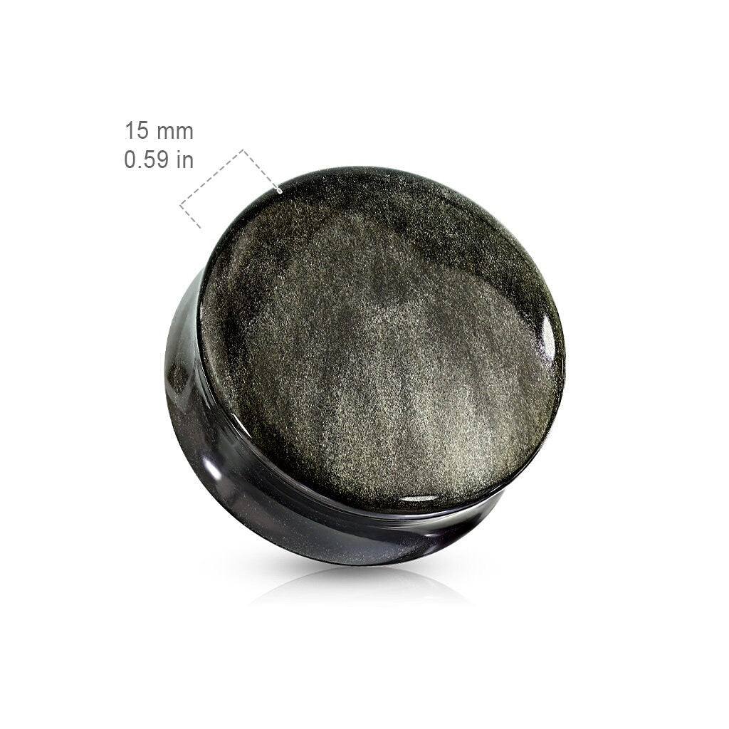 Golden Obsidian Natural Stone Convex Double Flared Plugs (Pair)