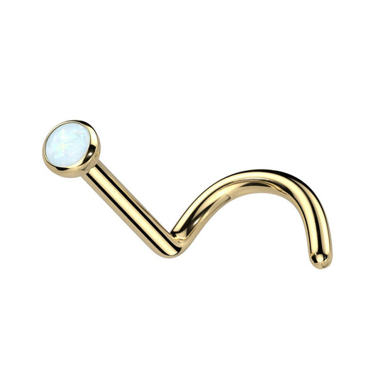 Titanium Bezel Set Opal Nose Screw