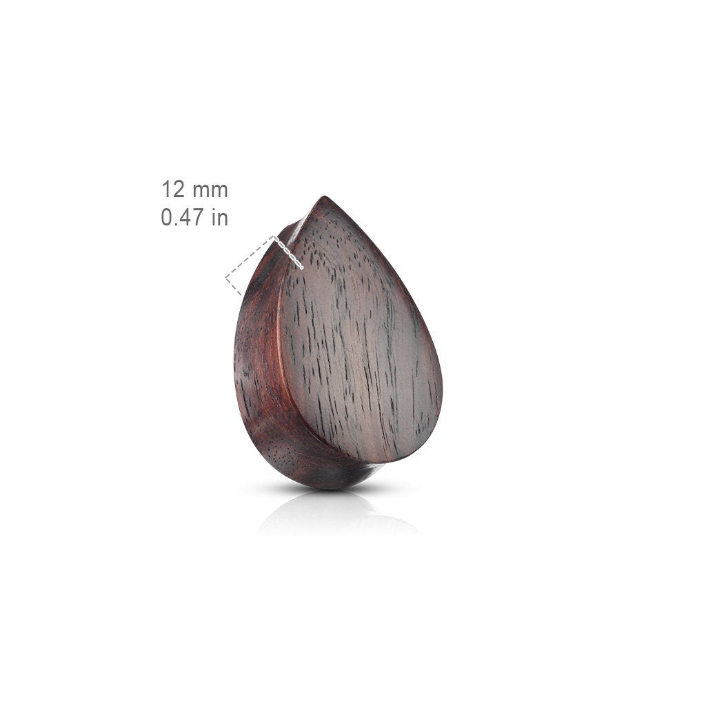 Organic Double Flared Sono Wood Tear Drop Plugs (Pair)